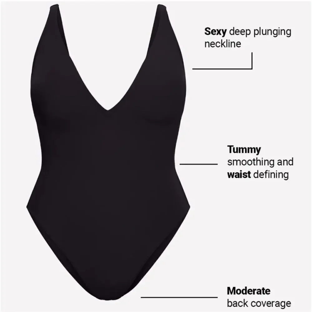 YITTY Black Plunge Neck One-Piece Swimsuit 2X